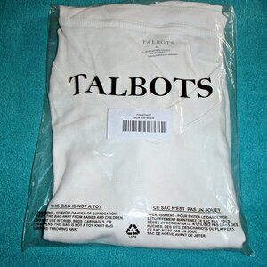 TALBOTS WOMEN'S WHITE COTTON & SPANDEX V NECK SHORT SLEEVED T SHIRT SIZE XL~NWT!
